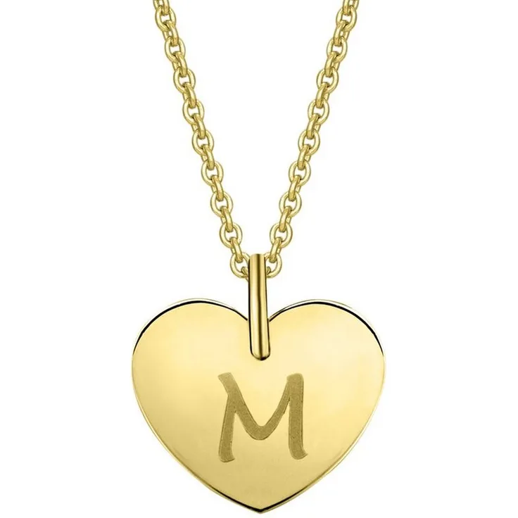 ONE ELEMENT Kettenanhänger Herz mit Gravur M aus 333 Gelbgold, zart & elegant, 12 mm Breite, 12.5 mm Höhe
