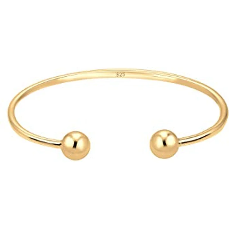 Elli Armband Damen Kugel Ball Geo Bangle, 925 Sterling Silber vergoldet, 16 cm, hochglanzpoliert, anlaufgeschützt – Bild 1
