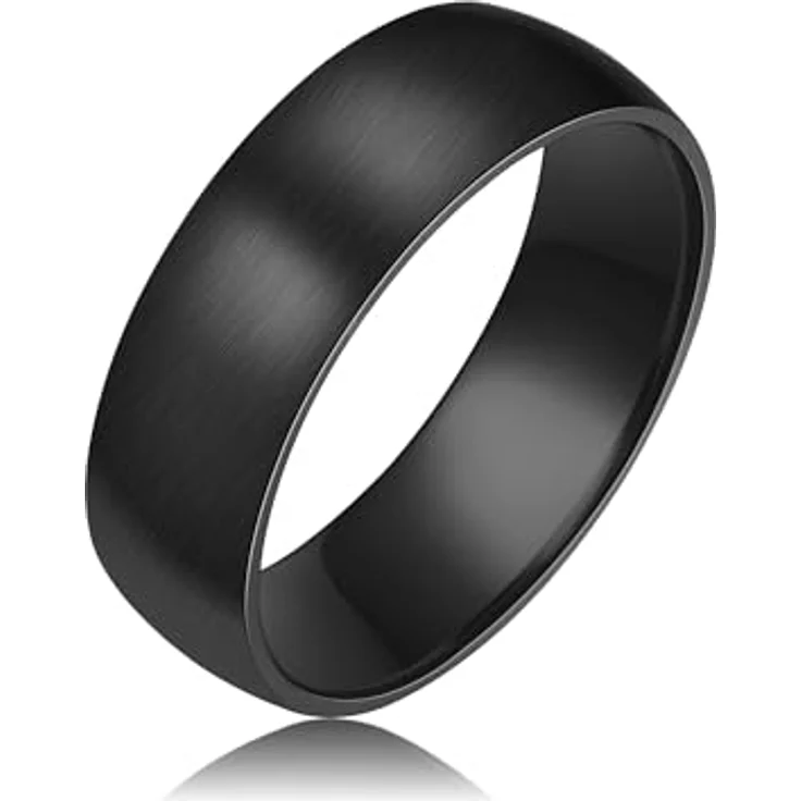 True Rebels Herren Ring aus schwarz rhodiniertem Edelstahl, breiter Bandring (6,7 mm), kratzfest und wassertauglich – Bild 2