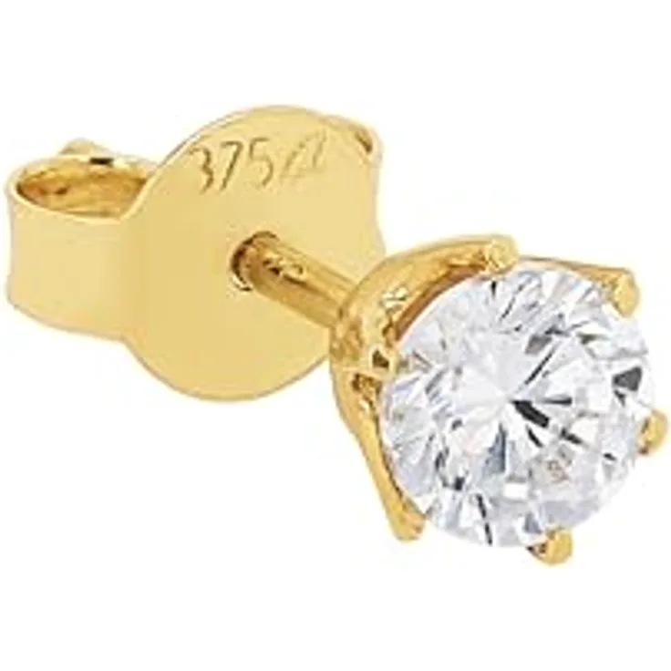 Amor Single-Ohrstecker, mit Zirkonia (synth), 375 Goldfassung, unisex