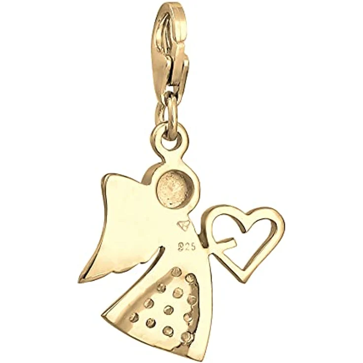 Nenalina goldener Herz Engel Karabiner Charm Anhänger aus 925 Sterling Silber, passend für Bettelarmbänder und Ketten – Bild 2