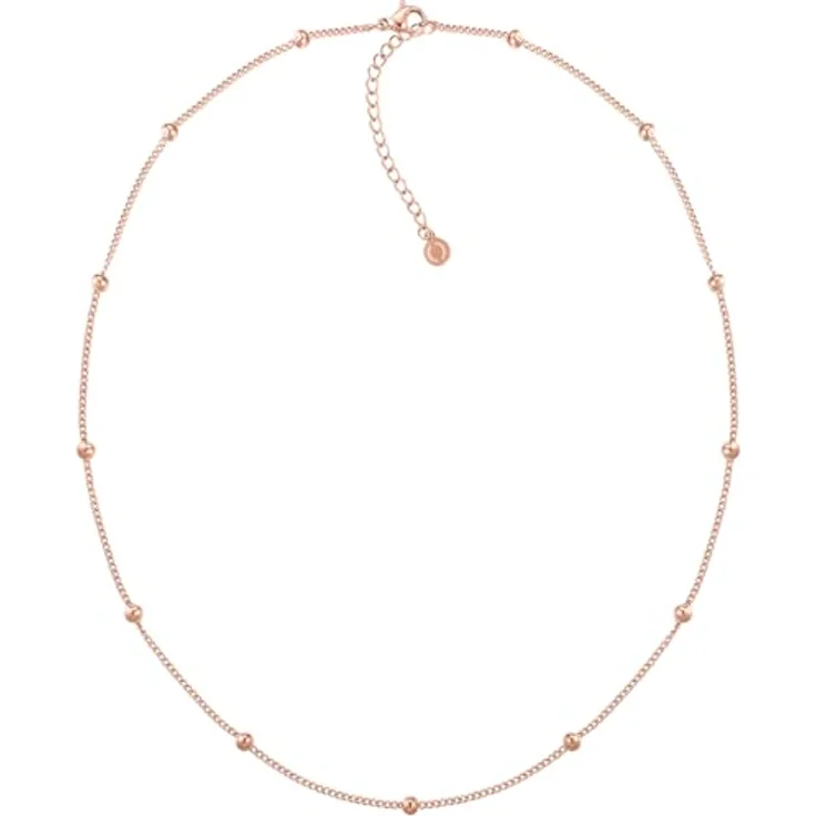 day.berlin Kugel Halskette Nela, 45+5cm, 18k vergoldet in Rosegold, 316L Edelstahl mit Verlängerung – Bild 5