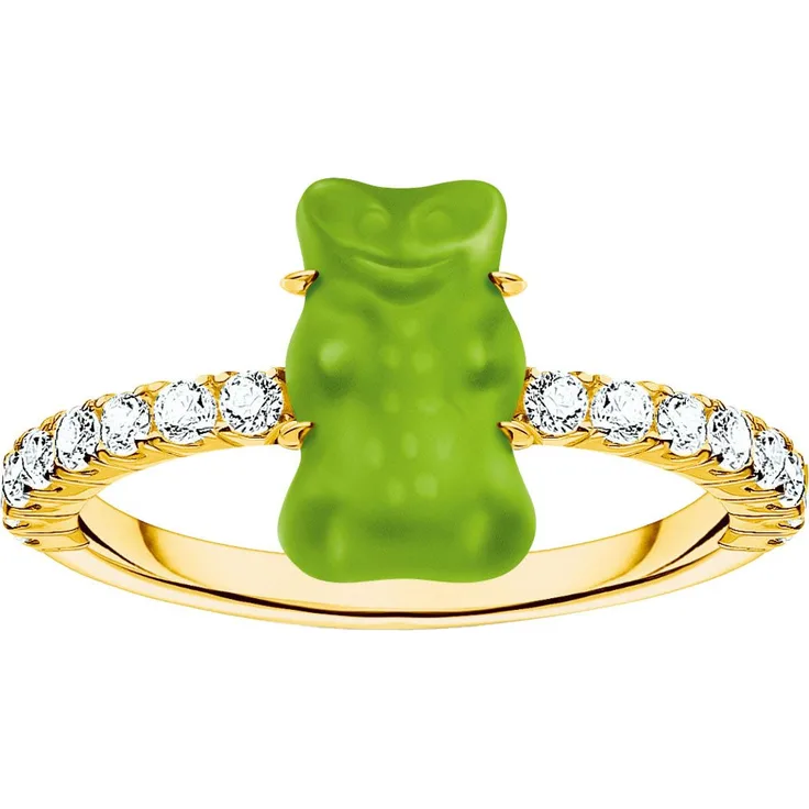 THOMAS SABO Fingerring THOMAS SABO x HARIBO, Ring mit Goldbär, Kristallglas und Zirkonia (synth), bunt