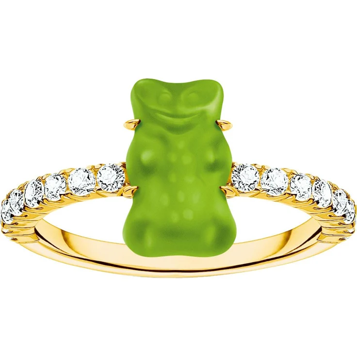 THOMAS SABO Fingerring THOMAS SABO x HARIBO, Ring mit Goldbär, Kristallglas und Zirkonia (synth), bunt