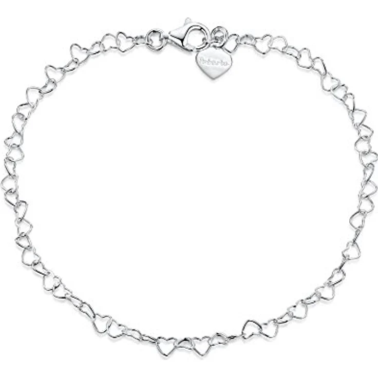 Amberta Damen Herz Armband aus 925 Sterling Silber, hypoallergen, 20 cm, Silber – Bild 1