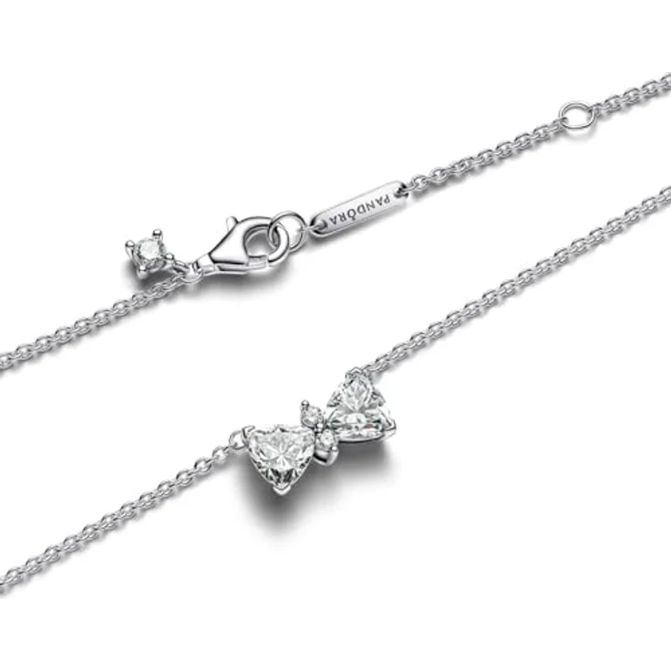 PANDORA Timeless Funkelnde Schleife Halskette aus Sterling Silber mit Zirkonia, 45 cm verstellbar – Bild 3