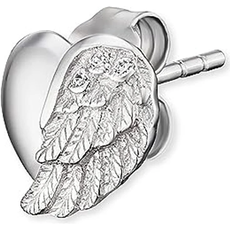 Engelsrufer Damen Ohrstecker Herzflügel Bicolor, 925er Sterling Silber mit Zirkonia, nickelfrei, Allergiker freundlich, Steckverschluss – Bild 2