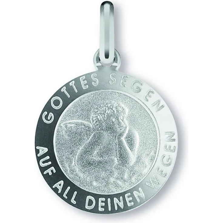 ONE ELEMENT Kettenanhänger Schutzengel Anhänger aus 925 Silber, Ø 12,5 mm, sandstrahlmatt mit poliertem Rand, liebevoll gearbeitet für jeden Tag