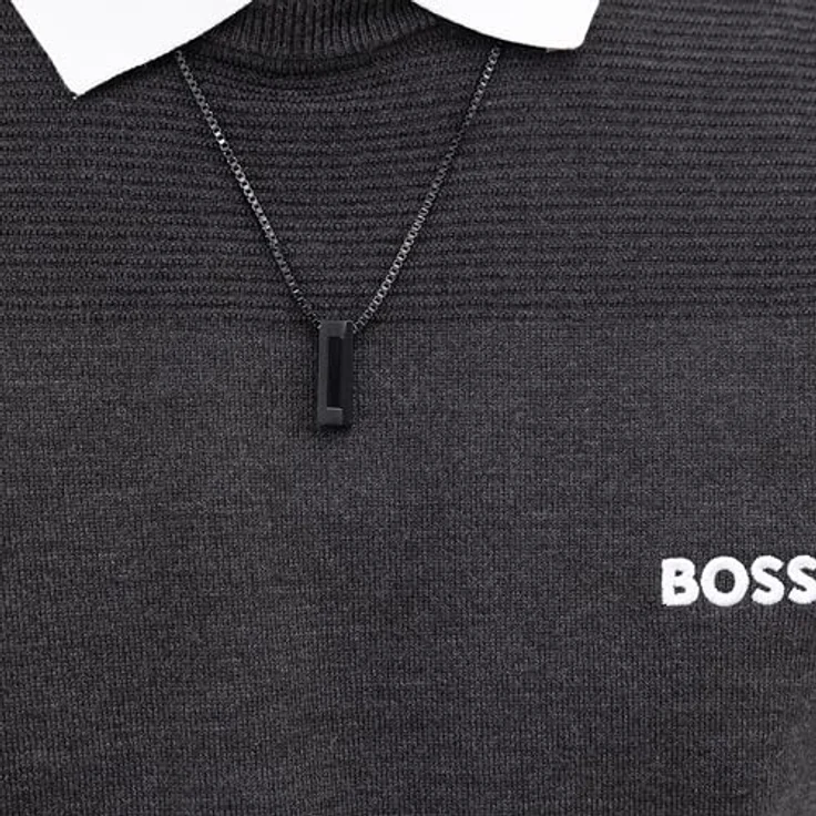 BOSS Jewelry Halskette mit Anhänger für Herren, Kollektion CANDOR aus schwarzem Edelstahl, 609 mm lang, rechteckiger Anhänger 10 x 25 mm – Bild 4