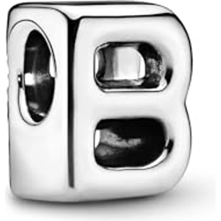 PANDORA Moments Buchstabe B, wendbares Alphabet-Charm aus Sterling-Silber mit geprägten Herzen und Perlen, kompatibel mit Armbändern der Moments Kollektion – Bild 2