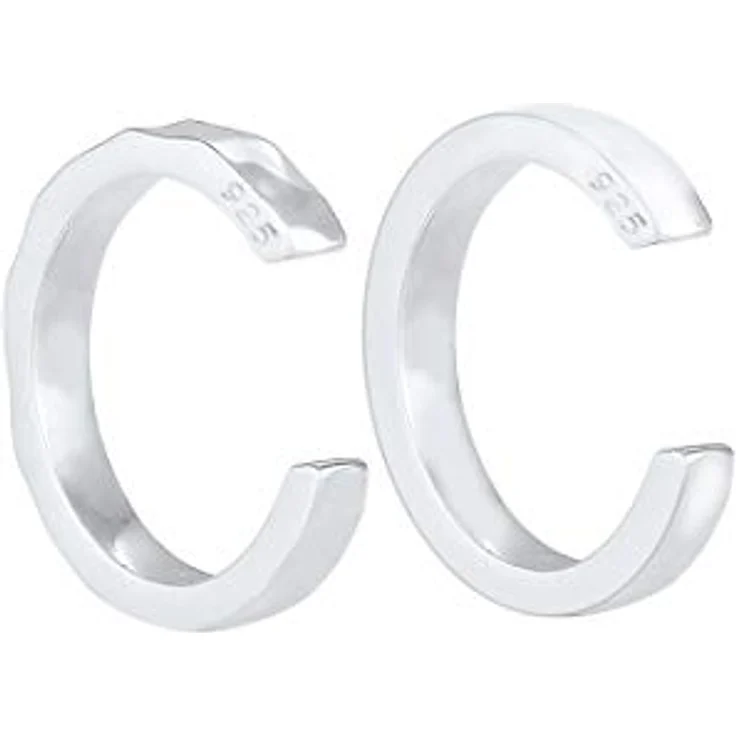 Elli Earcuff Set Silber 925, Gehämmert Ohrmanschetten für Damen, 13mm Durchmesser, handgefertigt, ohne Piercing tragbar – Bild 3