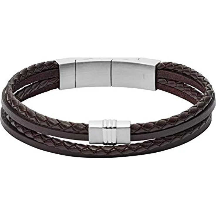 Fossil Casual Texture Armband für Männer, schwarzes Lederarmband mit Magnetverschluss, Innenlänge 175mm~190mm, JF02934040 – Bild 1