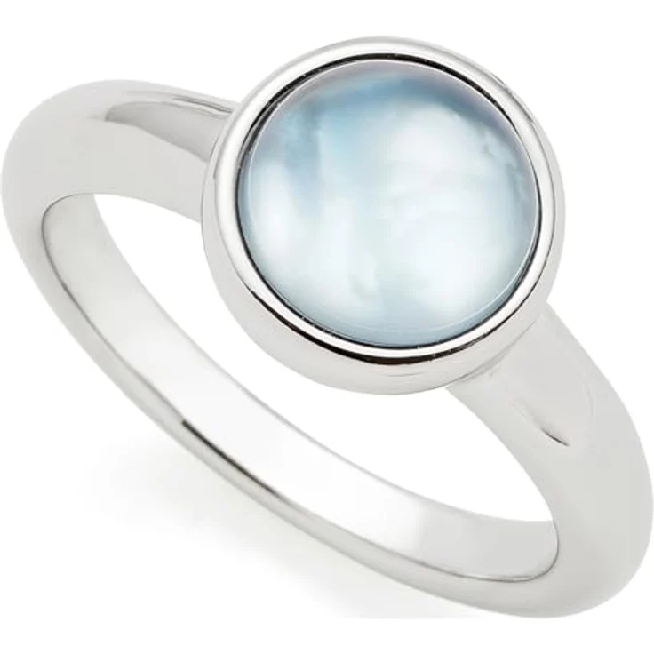 JEWELS BY LEONARDO Ring Bea grey, Band-Ring aus silberfarbenem Edelstahl, Gr. 20 (63), Glasstein mit Perlmutt in grau-blau, allergikerfreundlich – Bild 1
