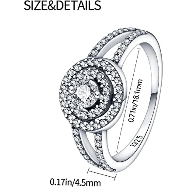 KUNSIR 925 Sterling Silber Damenring, Liebesknoten Design mit Zirkonia, Retro Vintage Stil, Größe R1 – Bild 2