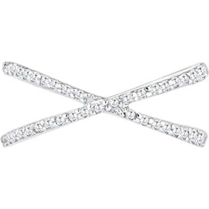 Elli Damenring Wickel X, 925 Sterling Silber mit Zirkonia Kristallen, handgefertigt – Bild 2