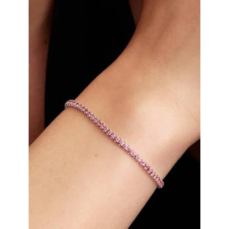 PANDORA Timeless, Rosafarbenes Kleines Tennisarmband aus Sterling-Silber mit Zirkonia, 18cm, 593927C02-18 – Bild 3