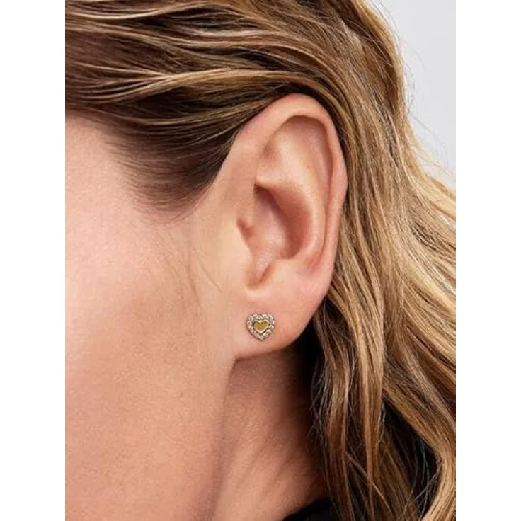 Pandora Timeless Herz Strahlenkranz Ohrstecker, 14K vergoldete Metalllegierung mit Zirkonia, Paar – Bild 3