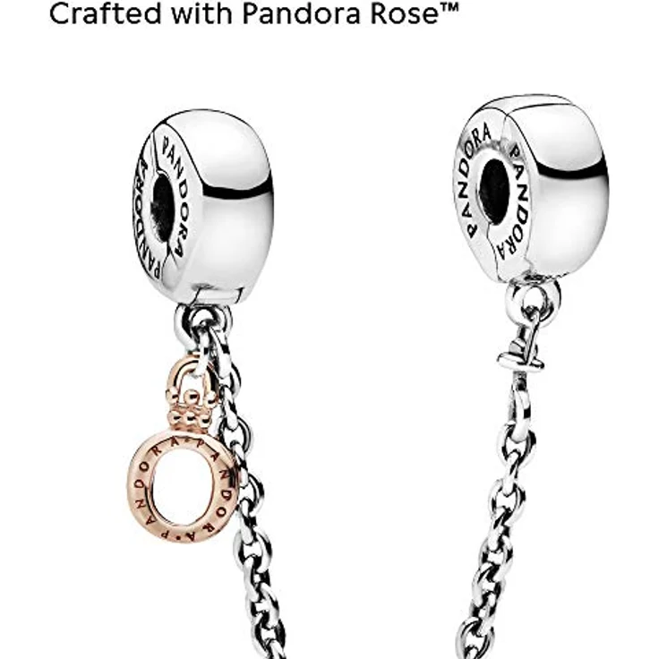 PANDORA ROSE Charm ROSE "Sicherheitskette und baumelnde Krone" mit Bicolor-Design und Silikon-Haftschicht, 788313-05 – Bild 3