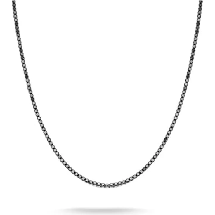 THOMAS SABO Damen-Halskette Silber mit Zirkonia, 42 cm, Schwarz, Modell 32032255