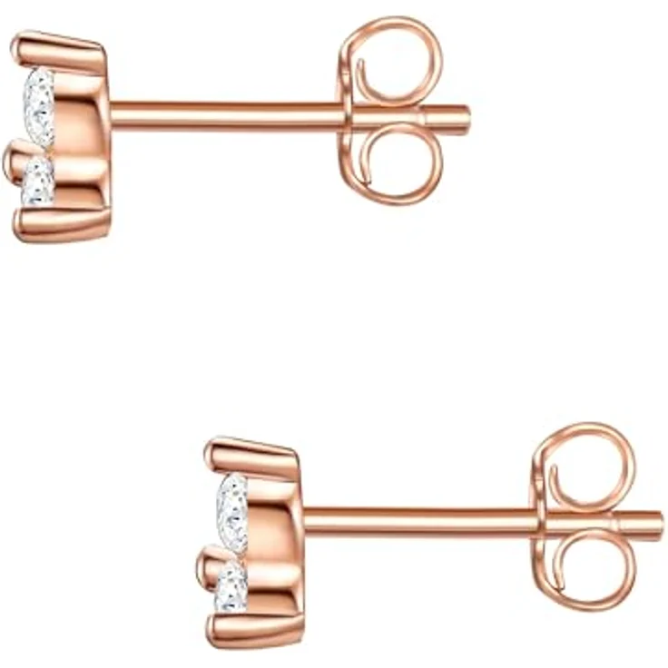 Glanzstücke München Damen Ohrstecker 925/- Sterling Silber rosévergoldet, Zirkonia weiß, filigranes Design – Bild 2