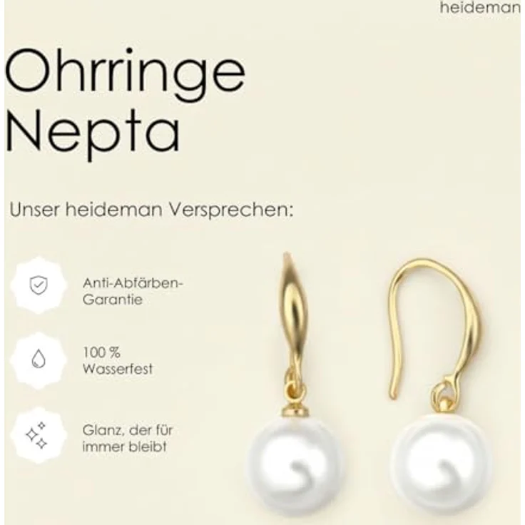 Heideman Ohrringe Nepta Damen, hochwertige Edelstahl Ohrhänger in Silber, Gold und Roségold mit 10mm Perle - hypoallergen und poliert – Bild 4