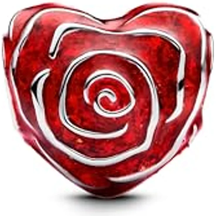 PANDORA Moments Rose Herz Charm, Sterling Silber mit transparenter roter Emaille, kompatibel mit Moments Armbändern, 793673C01 – Bild 2