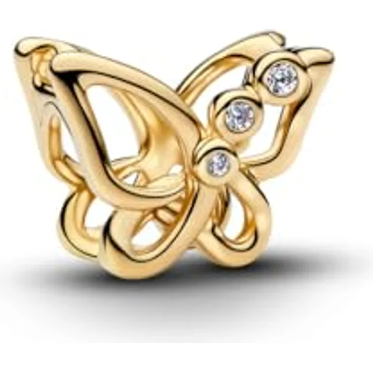 Pandora Charm Schmetterling 764369C01, goldplattiert mit weißen Zirkonia, aus der Moments Kollektion – Bild 2