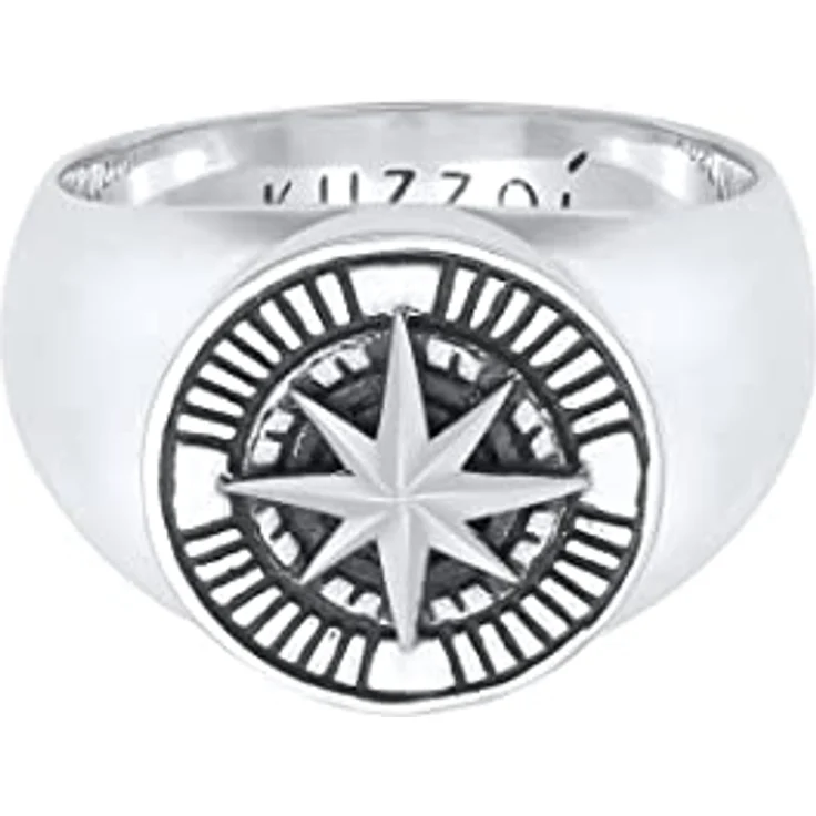 Kuzzoi Siegelring Herrenring, massiv 15 mm breit, 925 Sterling Silber schwarz oxidiert mit Kompass Symbol, Ringgröße 66 – Bild 2