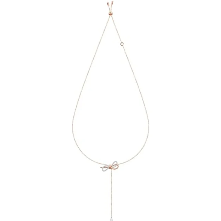 Swarovski Lifelong Bow Halskette, Schleife, Weiß, Metallmix in rotgold-glänzendem und rhodiniertem Finish – Bild 3