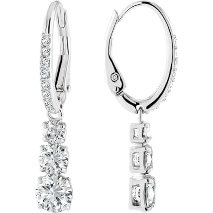 Swarovski Stilla Attract Trilogy Ohrringe, Weiss, rhodiniertes Finish mit Kristallpavé – Bild 2