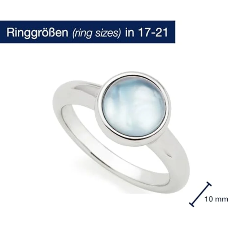 JEWELS BY LEONARDO Ring Bea grey, Band-Ring aus silberfarbenem Edelstahl, Gr. 20 (63), Glasstein mit Perlmutt in grau-blau, allergikerfreundlich – Bild 2