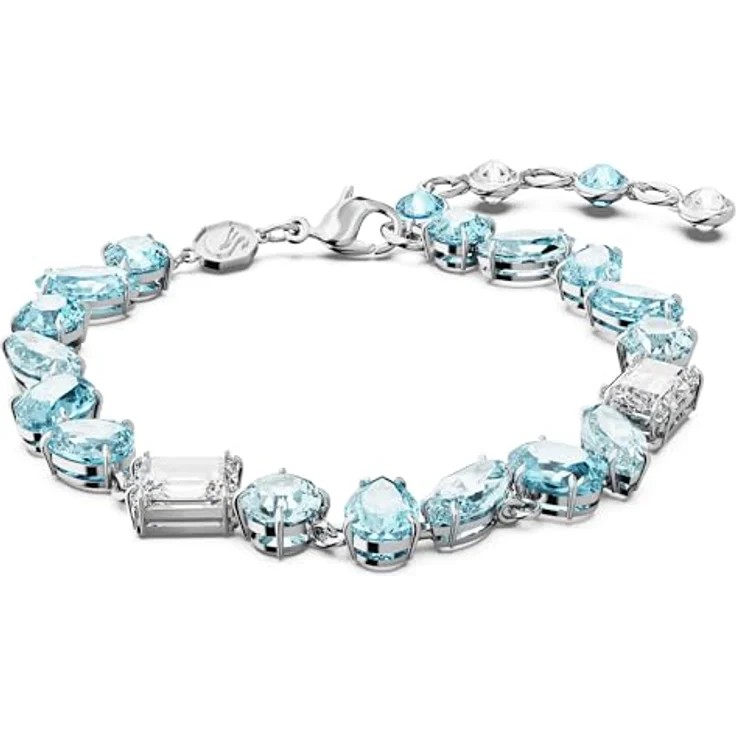 Swarovski Gema Armband, Blaues rhodiniertes Damenarmband mit Swarovski Kristallen und Boho-Stil Design – Bild 1