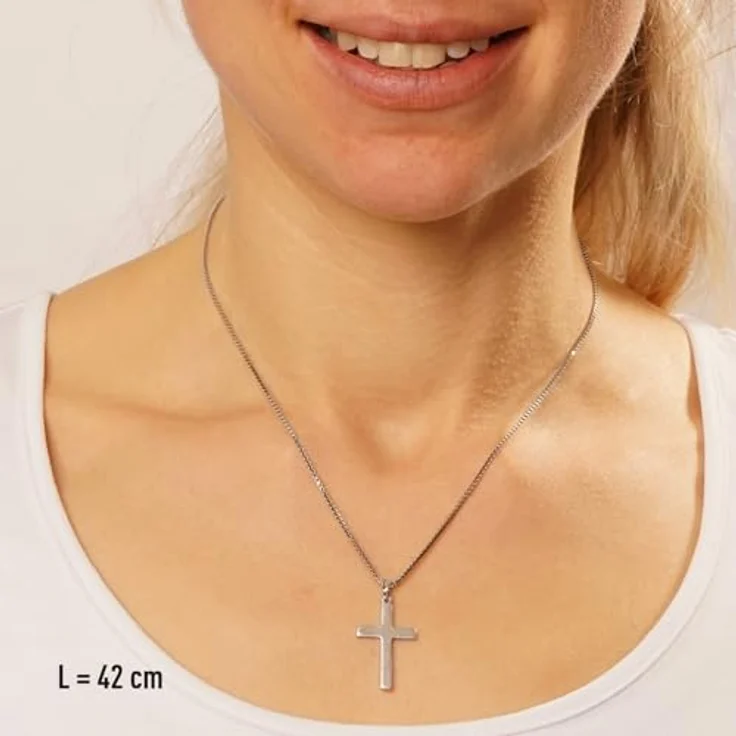 trendor Kreuzanhänger 21312, Rhodiniertes 925 Silber mit diamantierter Oberfläche, 24 mm für Damen und Herren – Bild 4