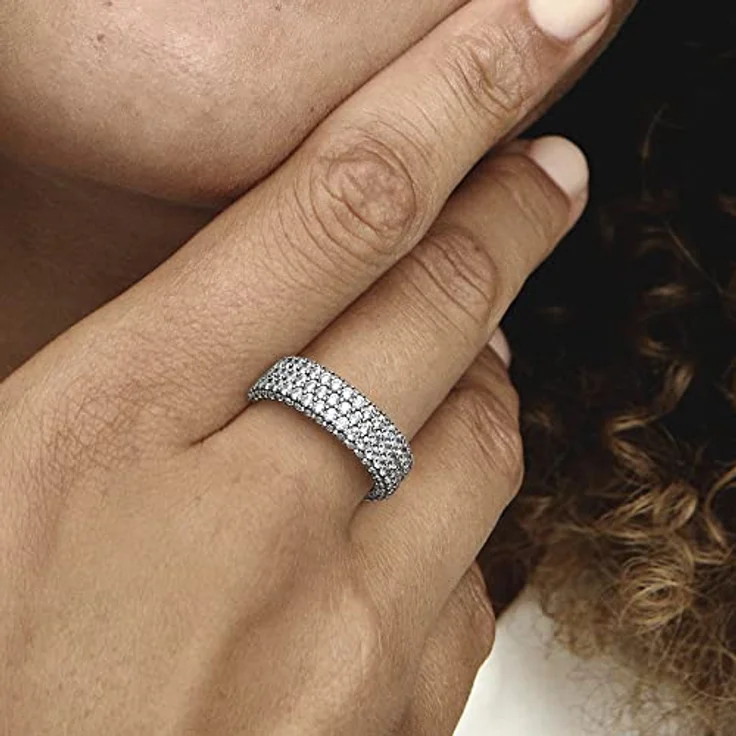 PANDORA Timeless Dreireihiger Pavé Ring, Sterling Silber mit Cubic Zirkonia, Größe 56, 192634C01-56 – Bild 4