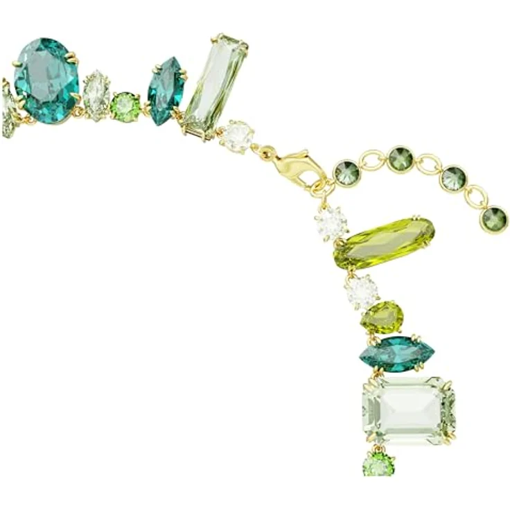 Swarovski Gema Halskette, Verschiedene Schliffe, Grün, 18K goldbeschichtet, Boho-Style mit Karabinerverschluss – Bild 3