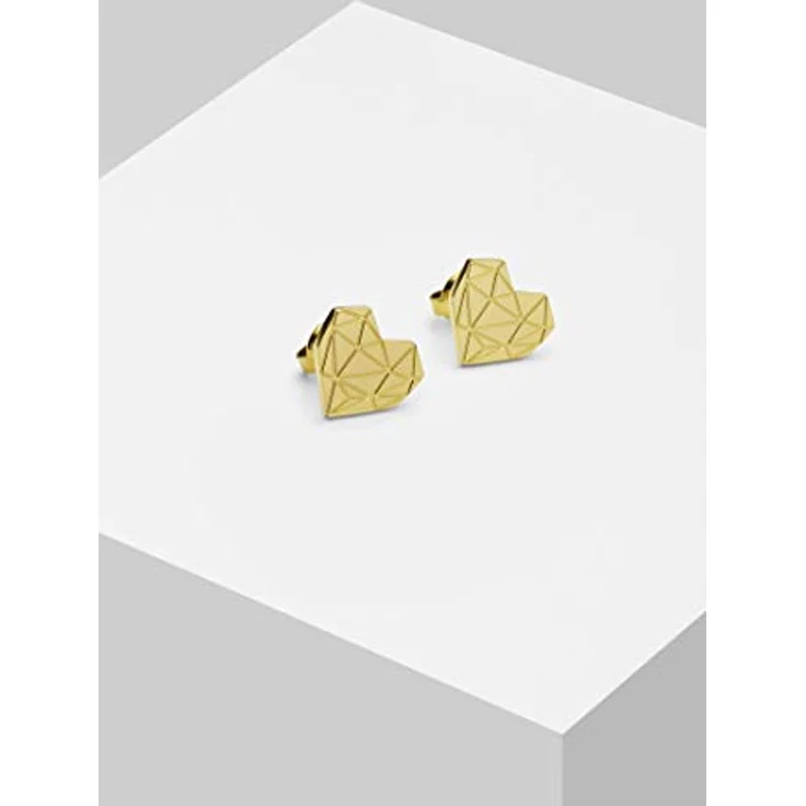 Liebeskind Ohrstecker LJ-0308-E-11, Herz-Motiv aus goldenem Edelstahl mit IP-Goldbeschichtung, 1,1 cm – Bild 6