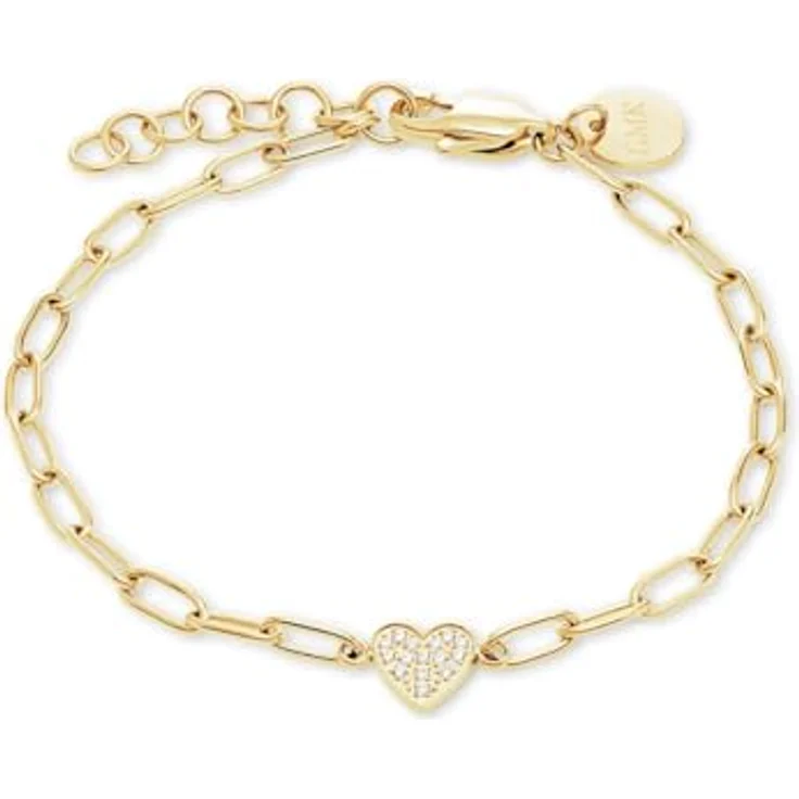 Guido Maria Kretschmer Armband 88994043, vergoldetes Edelstahl mit Paperlink-Design und Liebessymbol, längenverstellbar – Bild 1