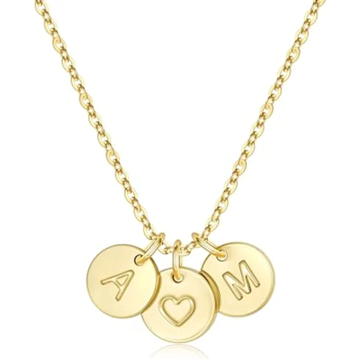 TINGN 14K Vergoldete Gold Herz Kette mit 2 Buchstaben M A, Damen-Halskette für Mädchen, Geschenkidee für Frauen und Teenager 9-16 Jahre – Bild 1