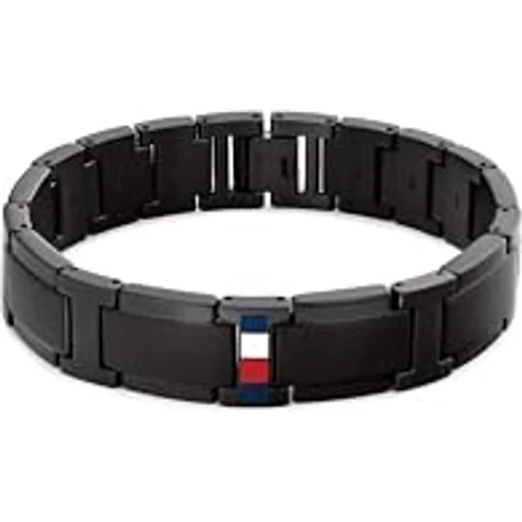 Tommy Hilfiger Jewelry Gliederarmband für Herren aus schwarzem Edelstahl mit Faltverschluss und ikonischer Flagge - 2790659 – Bild 1