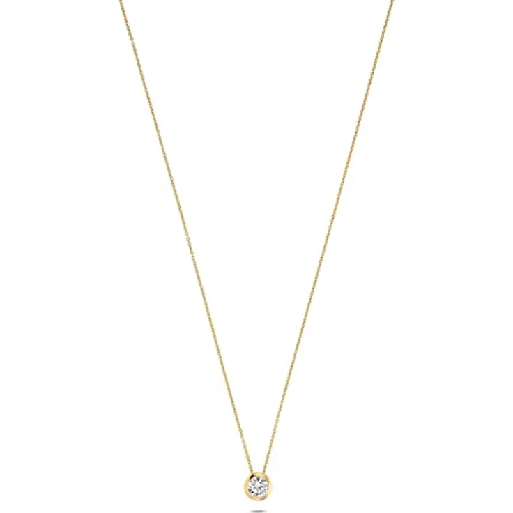 JETTE Damen-Halskette 925er Silber mit Zirkonia, 45 cm Gold, Geschenkbox