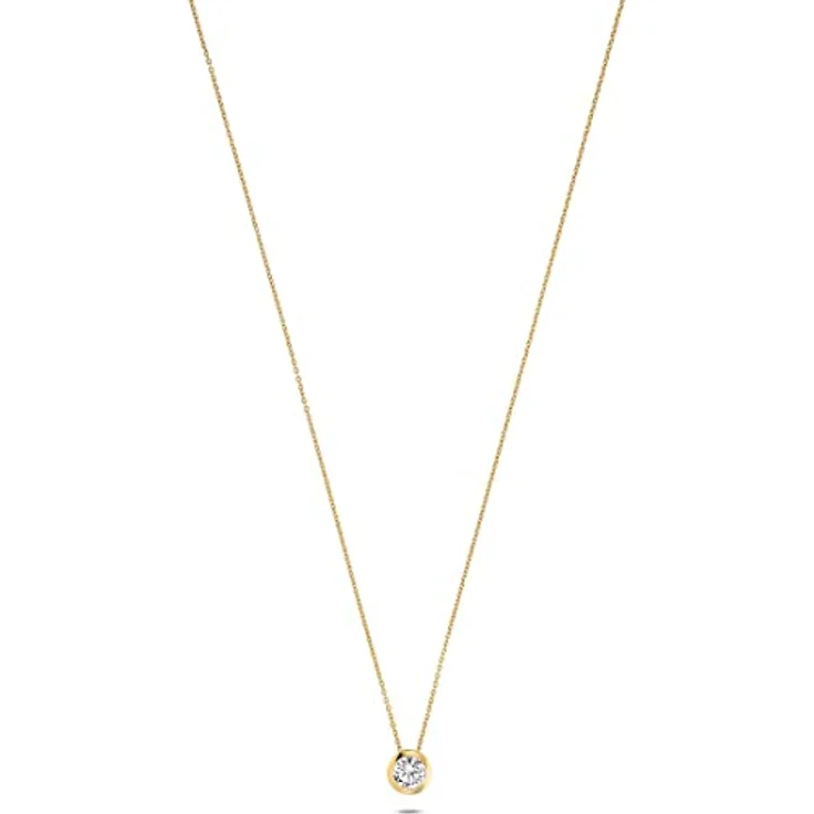 JETTE Damen-Halskette 925er Silber mit Zirkonia, 45 cm Gold, Geschenkbox – Bild 1