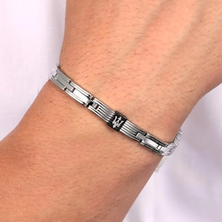 Maserati JEWELS Herren Armband aus Stahl, schwarz PVD, 22cm mit Clipverschluss – Bild 5