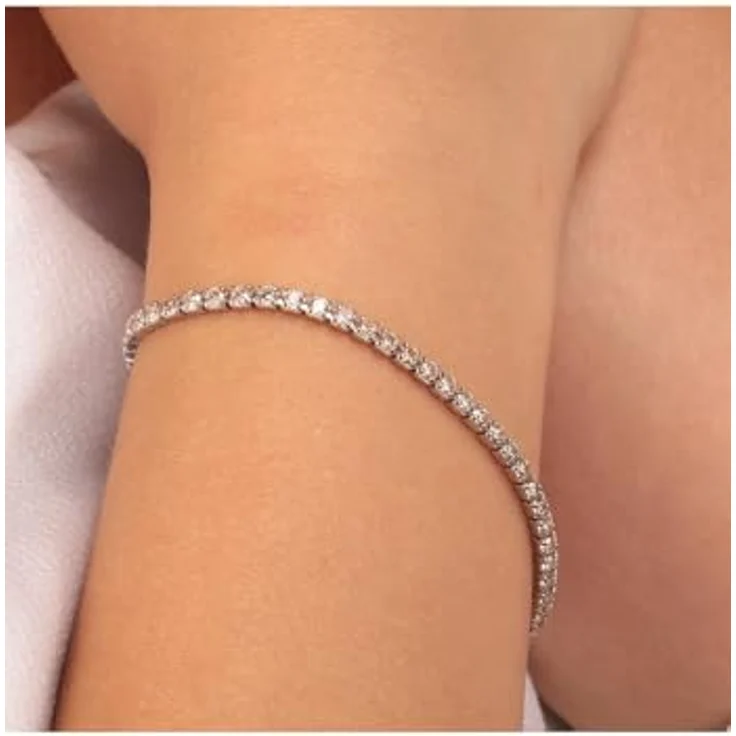 CHRIST Armband 89086426, Tennisarmband aus 925er Silber mit Champagner-Zirkonia, längenverstellbarer Karabinerverschluss – Bild 3