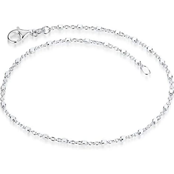 Materia Feine Armkette Damen Silber 925, filigrane Würfelkette mit Karabinerverschluss, 18 cm, hypoallergen und langlebig