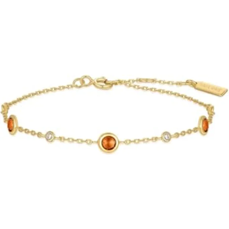 ANIA HAIE Melodic Poet Damen Armband, 925 Sterling Silber 14k vergoldet, 4 Zirkonia & 4 Farbsteine, 16,5cm + 2cm Verlängerung, inkl. Geschenkverpackung