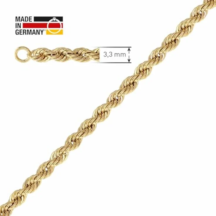 trendor Damen-Armband 333 Gold / 8 Karat Kordelkette, 18,5 cm lang, eleganter Goldschmuck für Frauen, Geschenkidee in Schmuck-Box – Bild 5