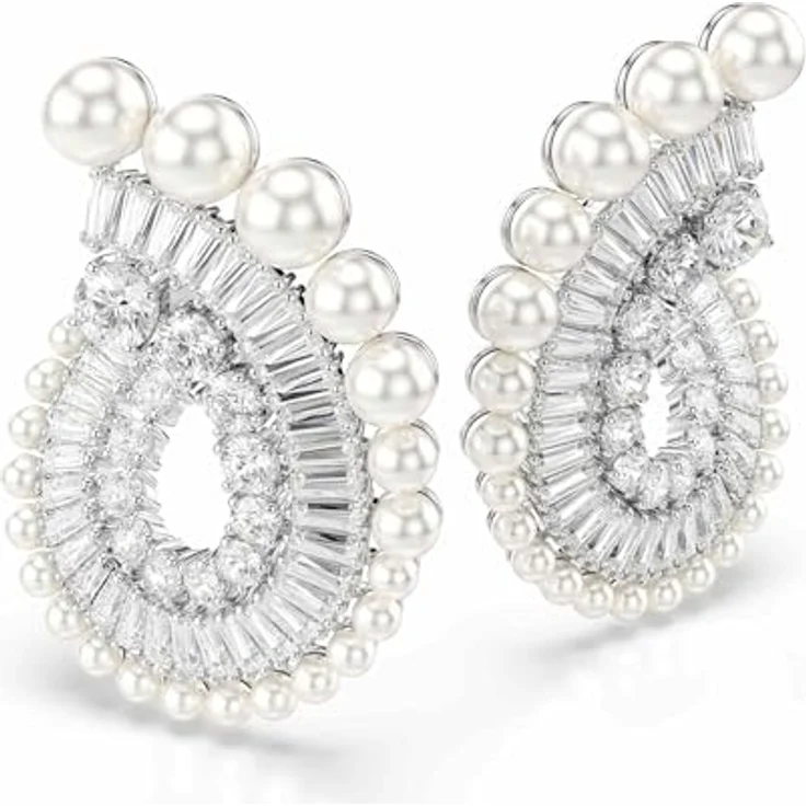 Swarovski Ariana Grande x Swarovski Drop-Ohrhänger, Kristallperle, verschiedene Schliffe, Weiß, rhodiniert – Bild 3