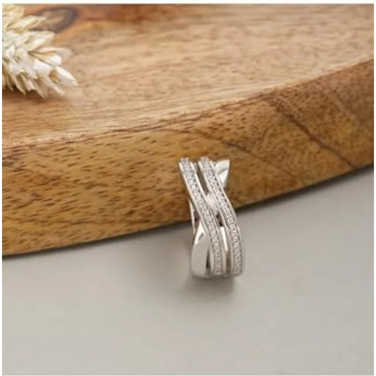 JETTE Damen-Damenring 925er Silber, Größe 54, mit 61 Zirkonia, Silber 32025584 – Bild 2