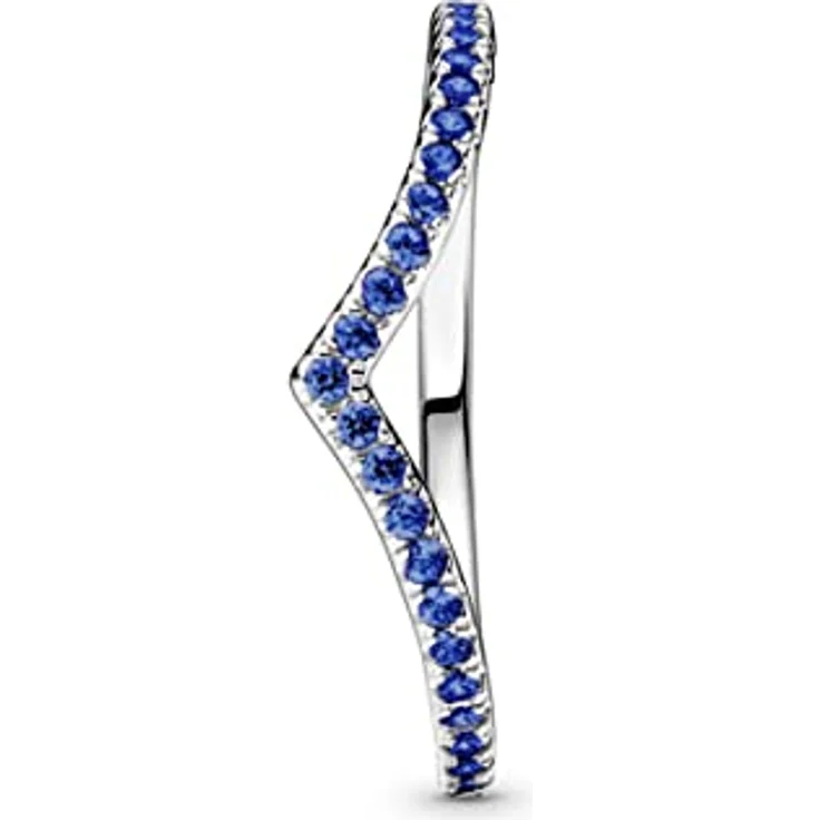 PANDORA Ring Timeless, Damenring aus Silber mit blauen Kristallen, Größe 58 – Bild 3