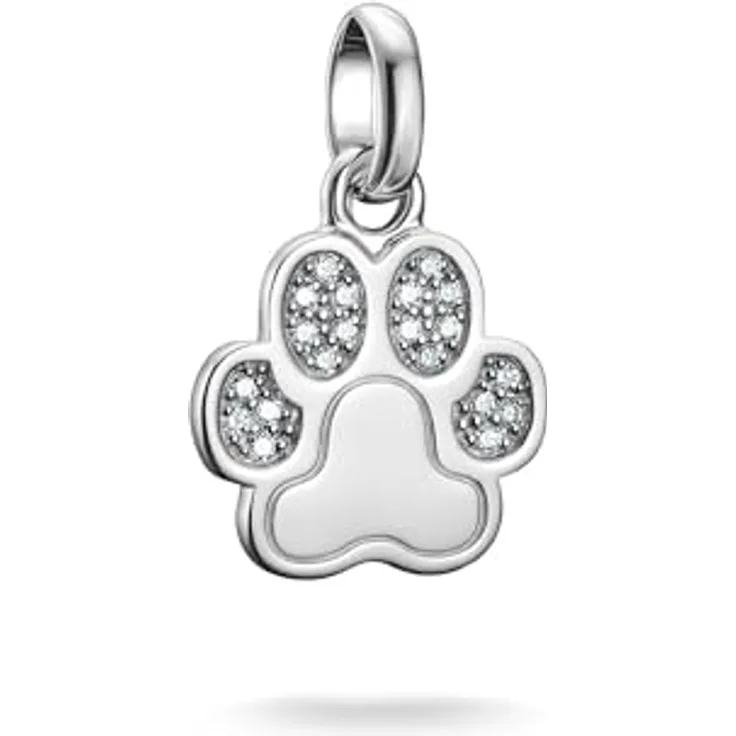 THOMAS SABO Charm-Anhänger Pfote mit Steinen, Silber, recyceltes 925 Silber, Karabinerhaken